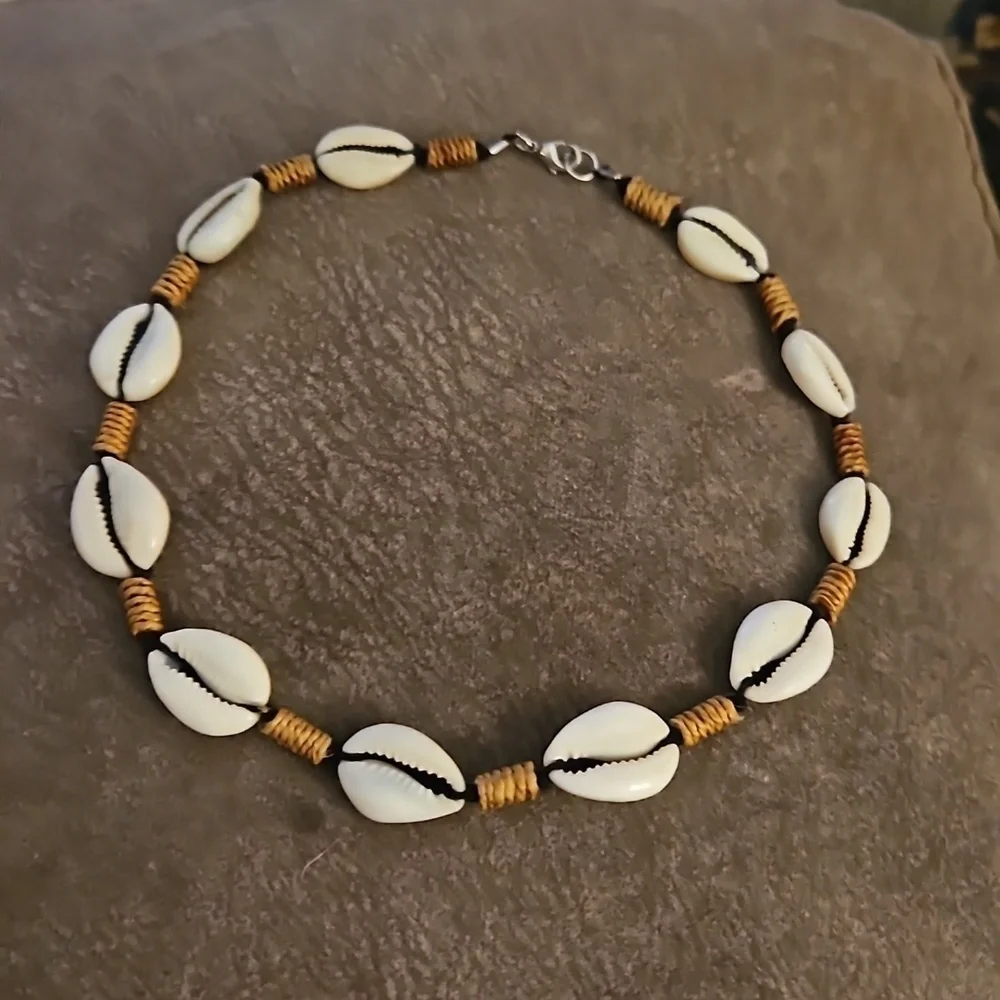 VTG Macrame Cowrie Shell Men's Surfer Festival Choker Necklace